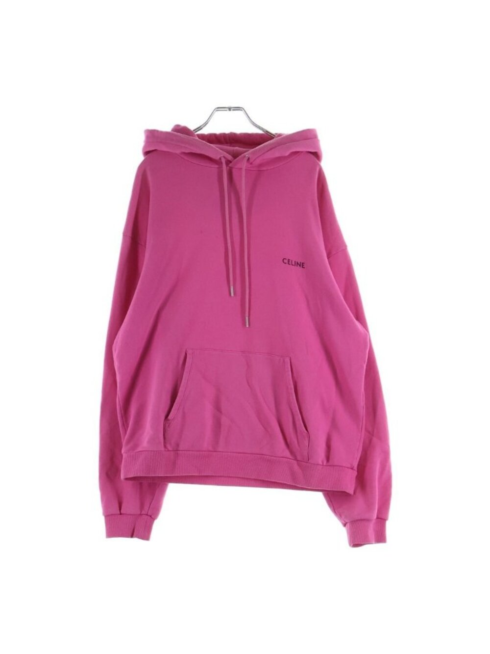 Celine Cotton Freeze Loose Hoodie Logo Print Sweatshirt Pink
